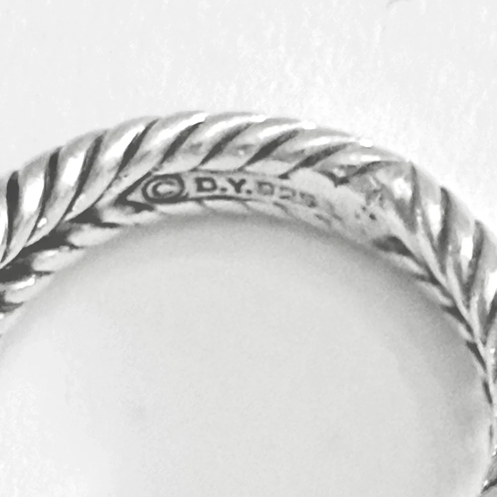 David Yurman Petite Albion Black Onyx/Diamond 925 Silver Ring 7mm stone sz 5.5-6 - Picture 4 of 5